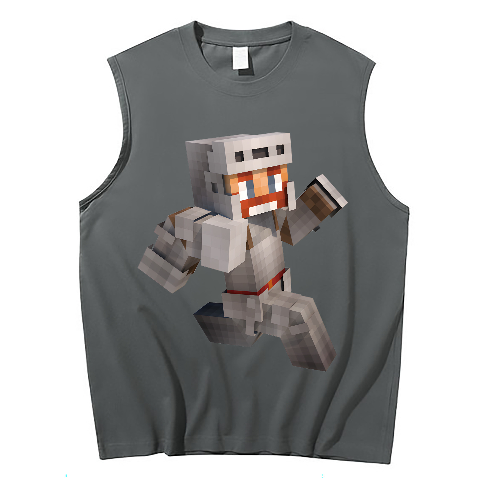 （画像用） マインクラフト ブロックの世界 Minecraft MC Block world コットン100％タンクトップ（フロントプリント）